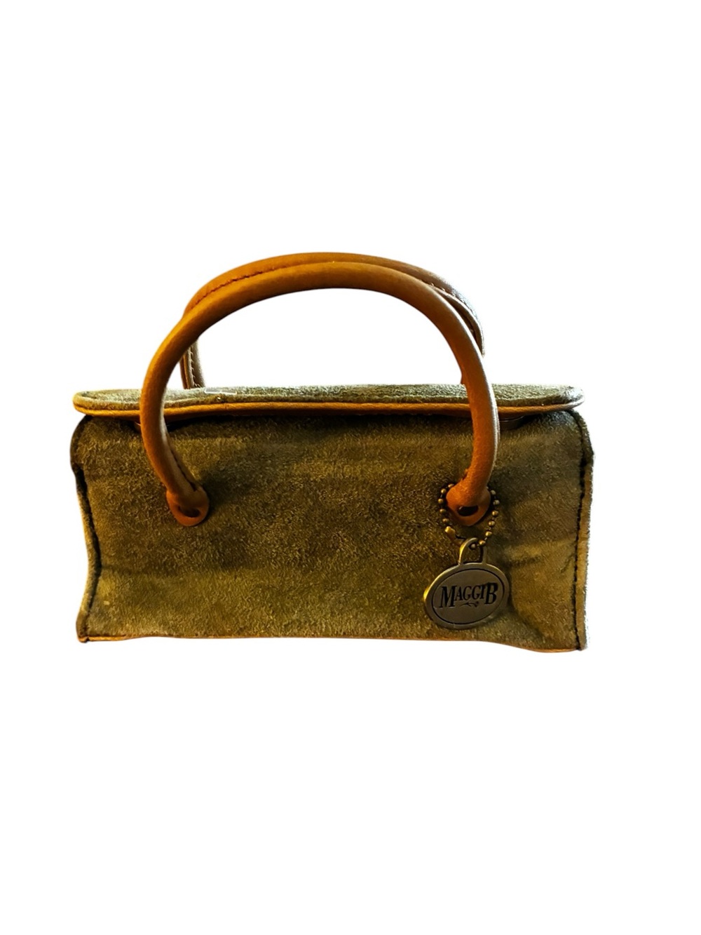 Olive Suede Mini Top-Handle Bag